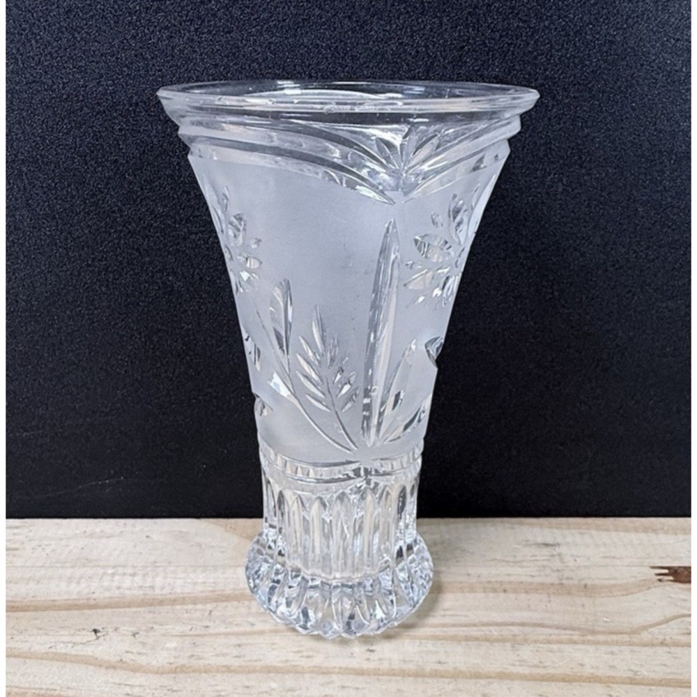 Vintage Vase Lausitzer Lead Crystal Germany 1980's 6" Art Glass Decorative‎